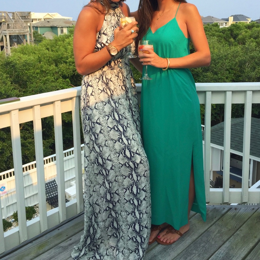Green J Crew maxi dress